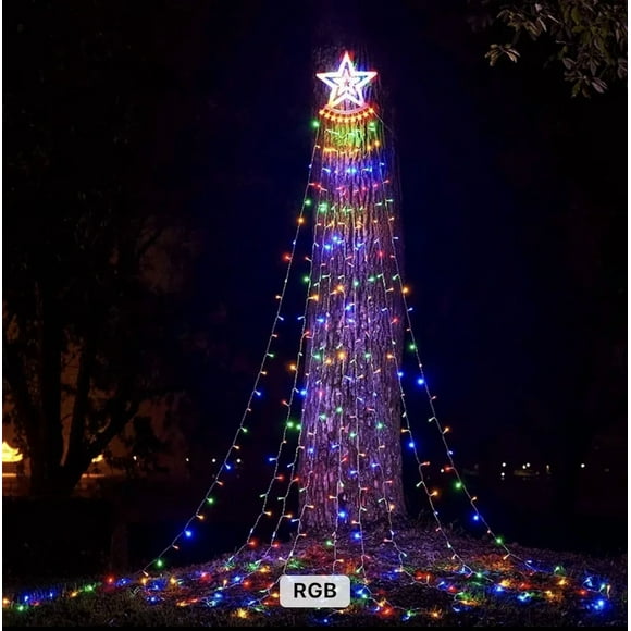 Arbol Cortina De Navidad Luz Multicolor