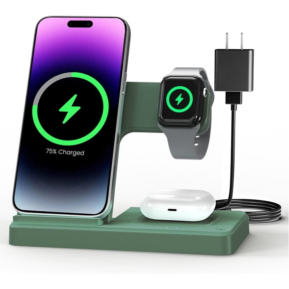 Cargador Inalambrico 3 en 1 Rapido para iPhone Watch AirPods