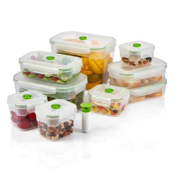 Contenedores de Almacenamiento de Alimentos "Lasting Freshness" 19 Piezas con Sellado al Vacío