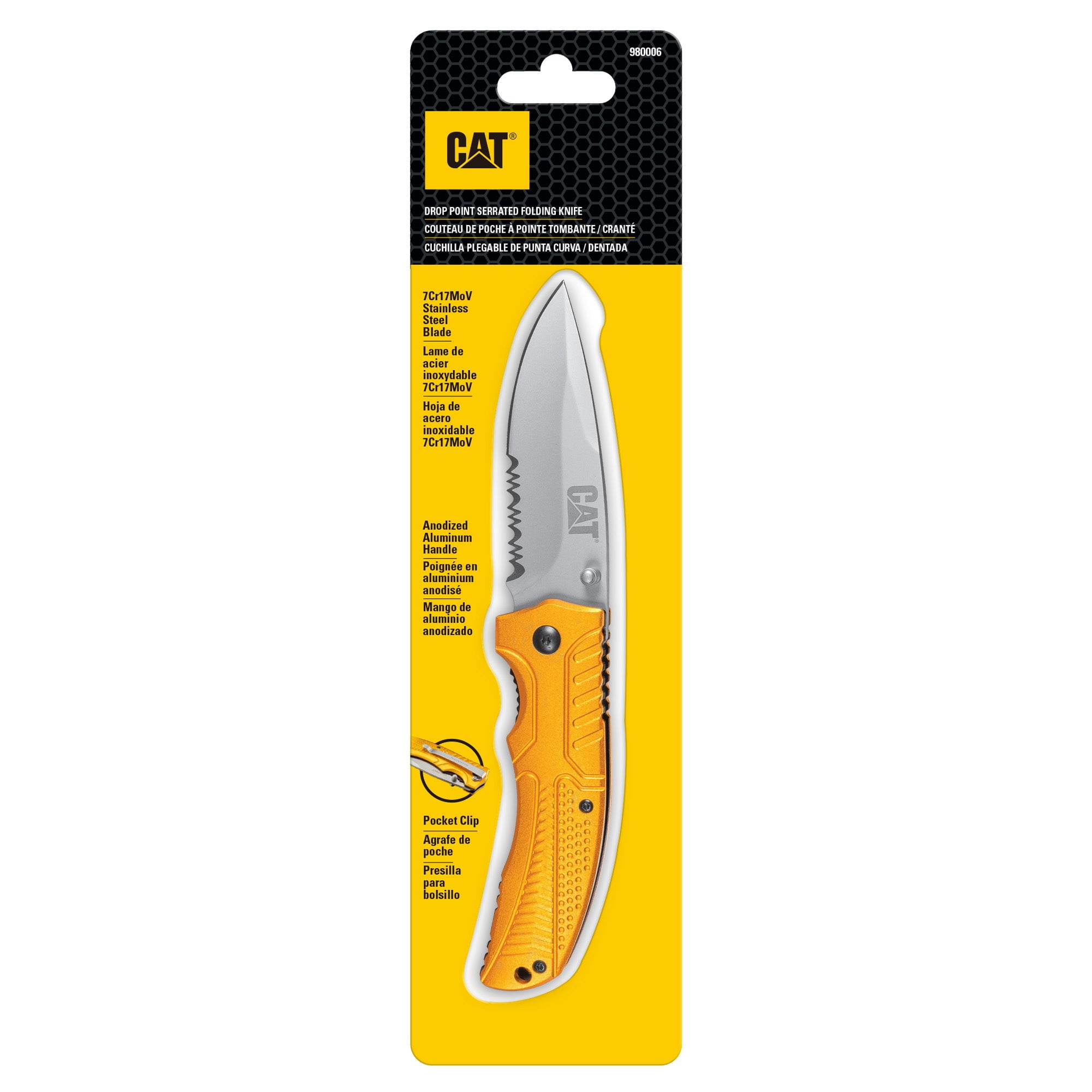 Cat - Cuchillo Navaja Plegable 980006 Punta Curva/dentada