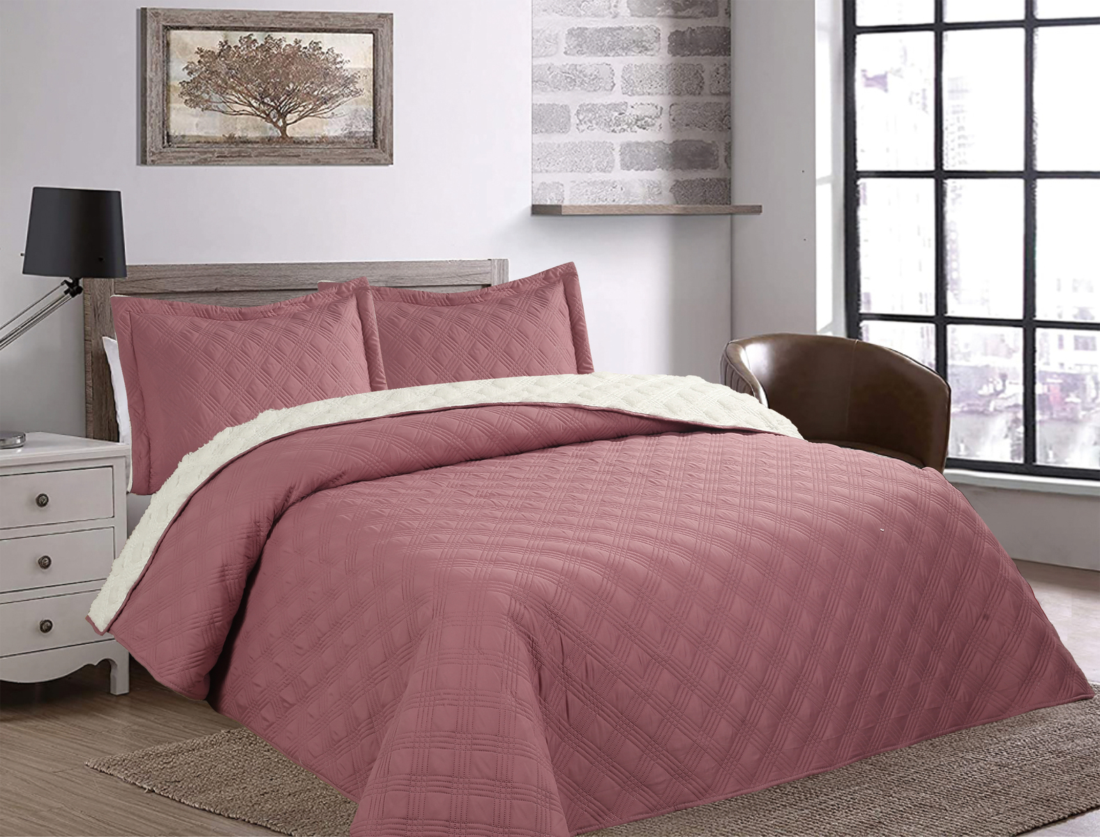 Chantilly - Quilt Ultrasonic Sherpa 1.5P Malva