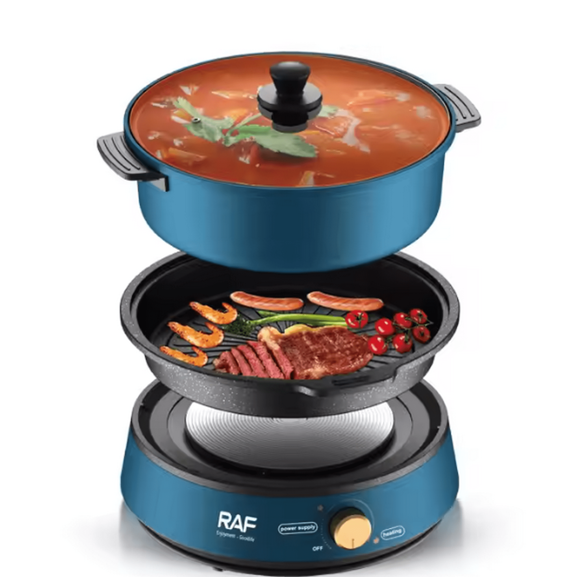 Mundo Shopping - Olla Electrica Vaporera 4l Antiadherente Azul