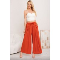 Likeshop - Pantalon Palazzo Algodon Mujer Tipo Lino Casual Playero Bolsillos 3004
