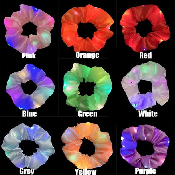 Glow in the Dark Ponytail Holders: Women's LED Luminous Scrunchies Hair Ties for Parties & Everyday Wear