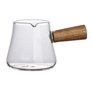 Magideal - Taza Medidora De Café Expreso, Jarra De Vidrio Transparente, Multifuncional, Resistente Al Calor, Mango De Madera, Vaso Triple Para Café Expreso Para 110Ml
