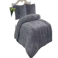 Genérico - Plumon Peludo 2 Plazas Gris