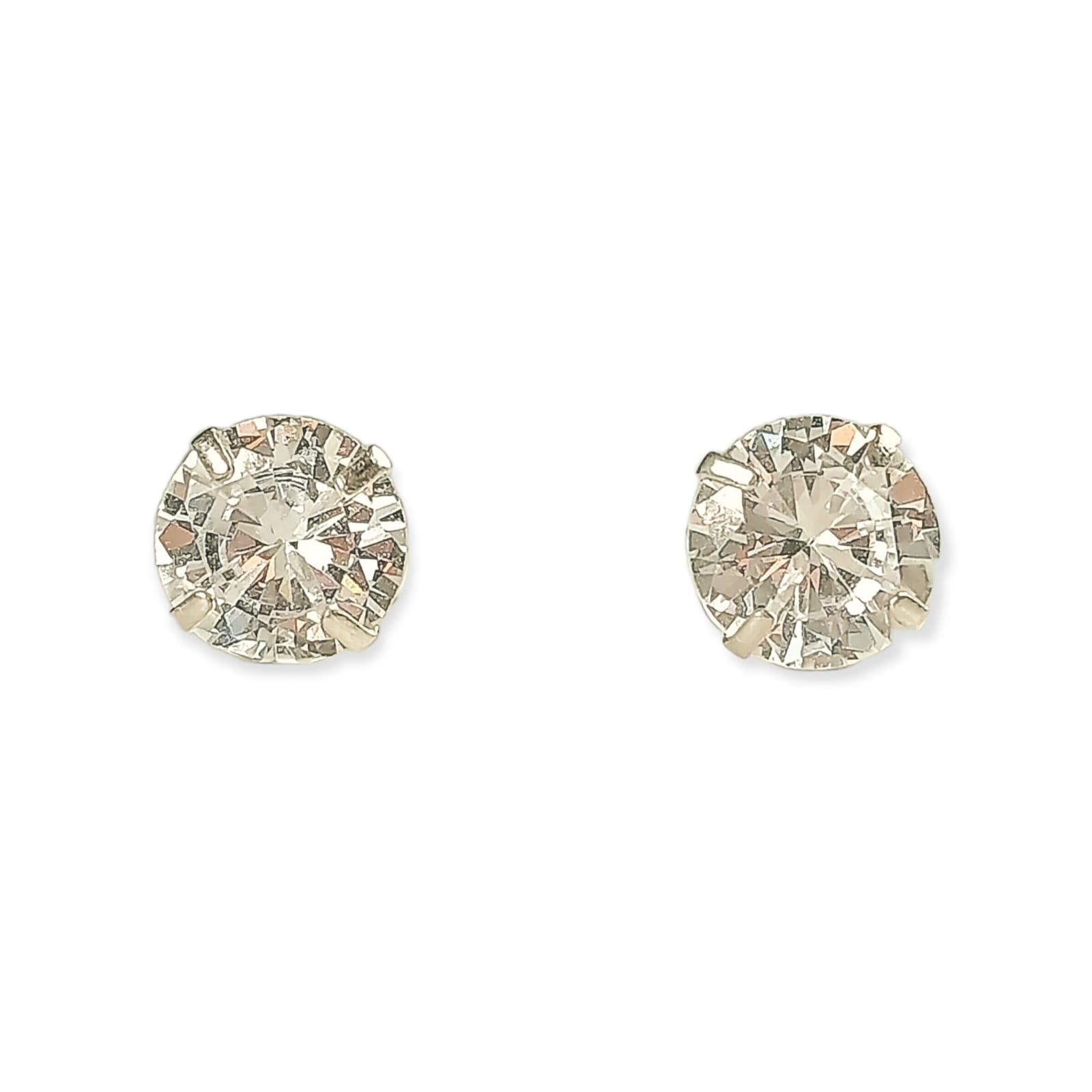 Elbauldejuma - Pendientes Aretes Aros Puntos Luz En Plata 925 Zirconia 7mm