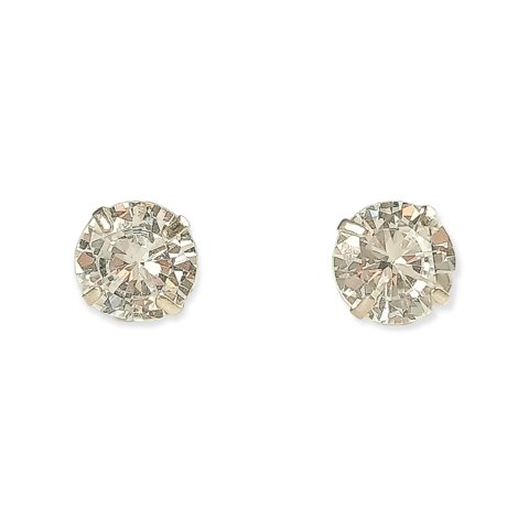Elbauldejuma - Pendientes Aretes Aros Puntos Luz En Plata 925 Zirconia 7Mm