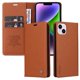 thumbnail image 1 of Funda Billetera de Cuero para iPhone 15 Plus con Tarjetero y Soporte - Tapa Magnética Marrón, 1 of 6