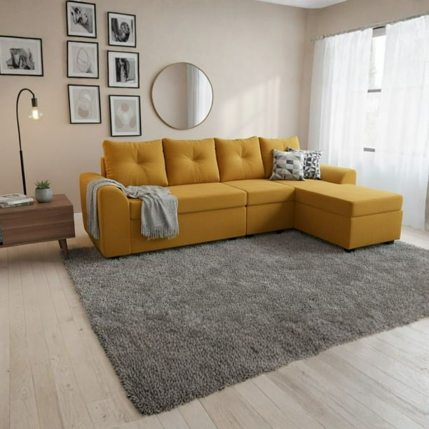 Seccional Modular Bruselas 4.1 Felpa Mostaza