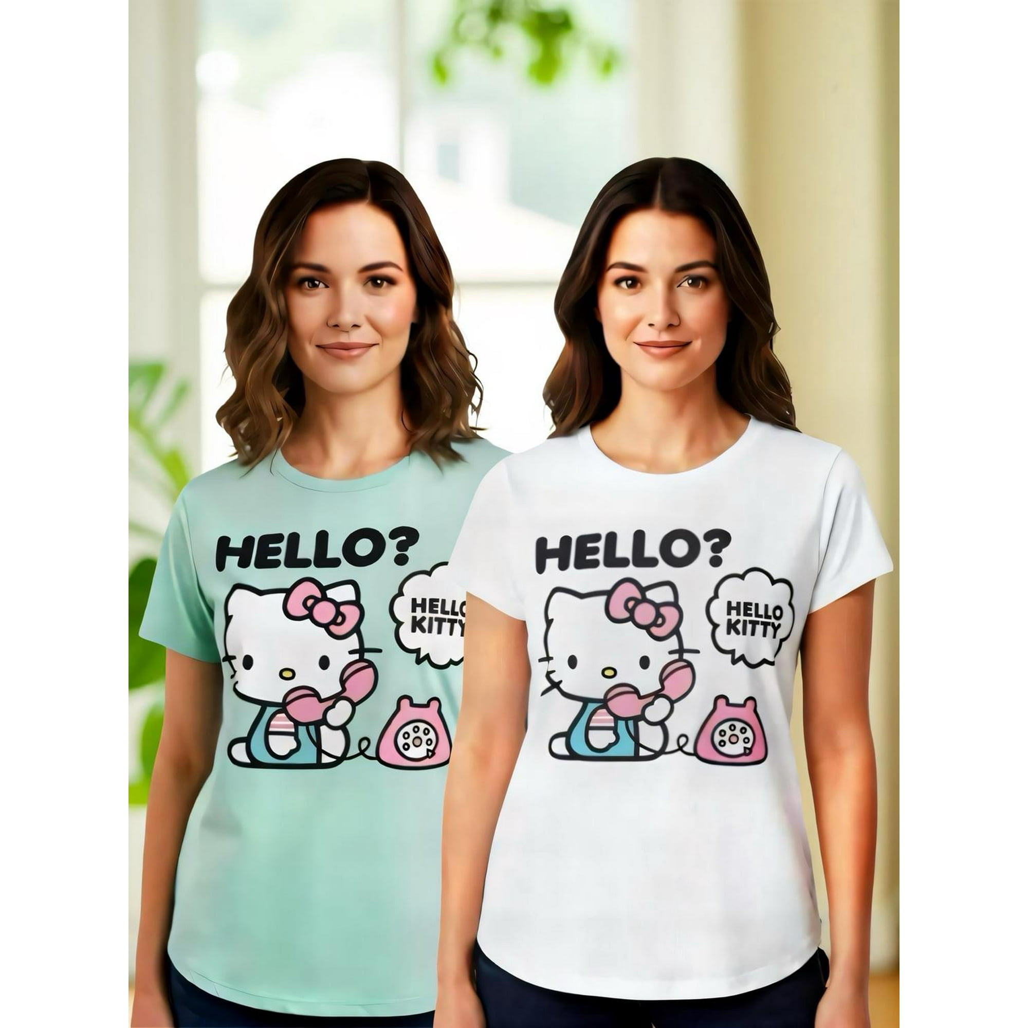 Pack 2 Poleras Pijama Mujer Hello Kitty Multicolor M