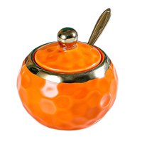 Magideal - Azucarero De Cerámica, Recipiente Para Sal, Caja Moderna, Caja De Cocina, Bote Para Condimentos, Tarro Para Condimentos Para Encimera De Cocina Casera Naranja Redonda
