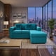 thumbnail image 1 of Sofa secional L intercabiable turquesa felpa, 1 of 2