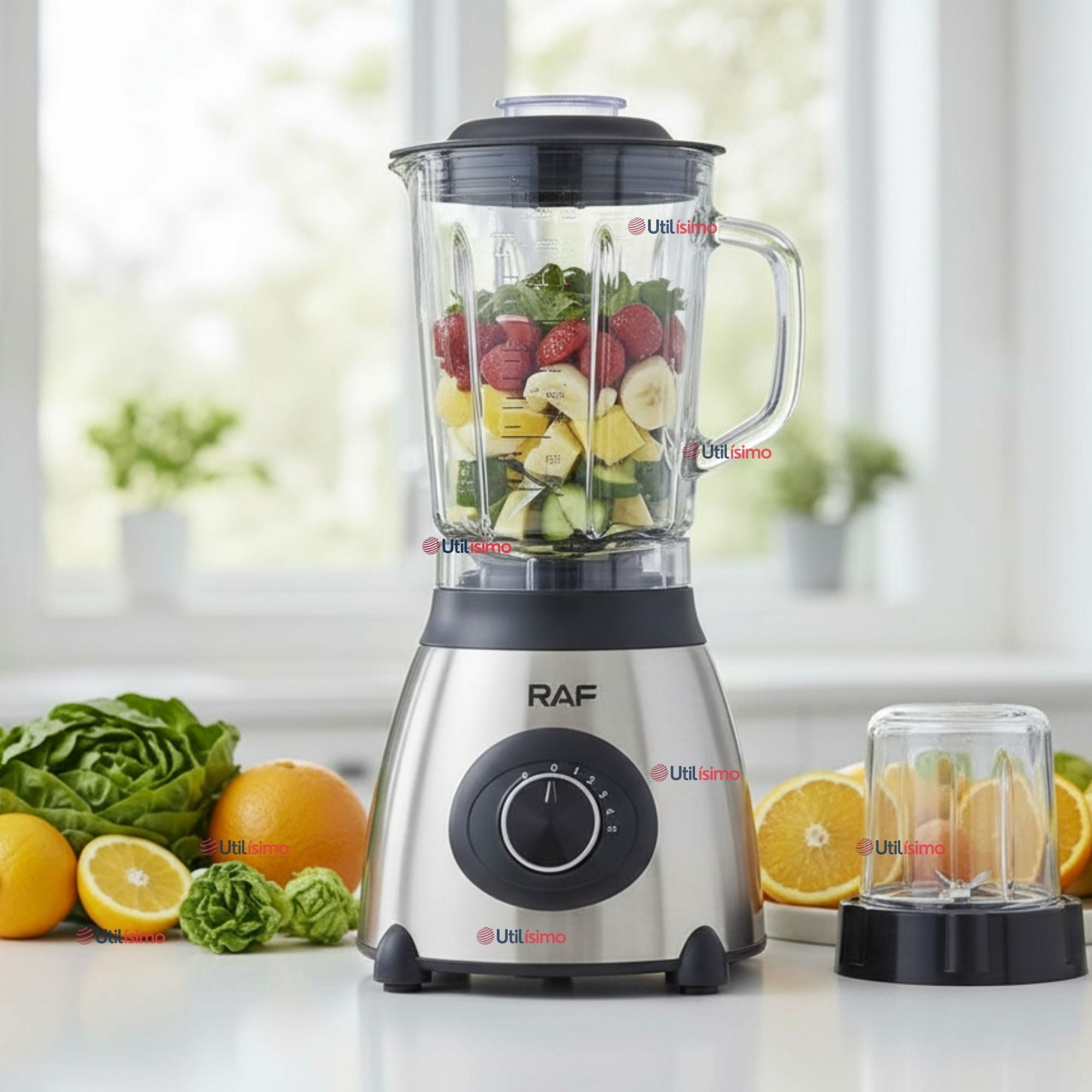 Raf - Licuadora Juguera Multiuso 2 En 1 Picadora Y Jarra De Vidrio