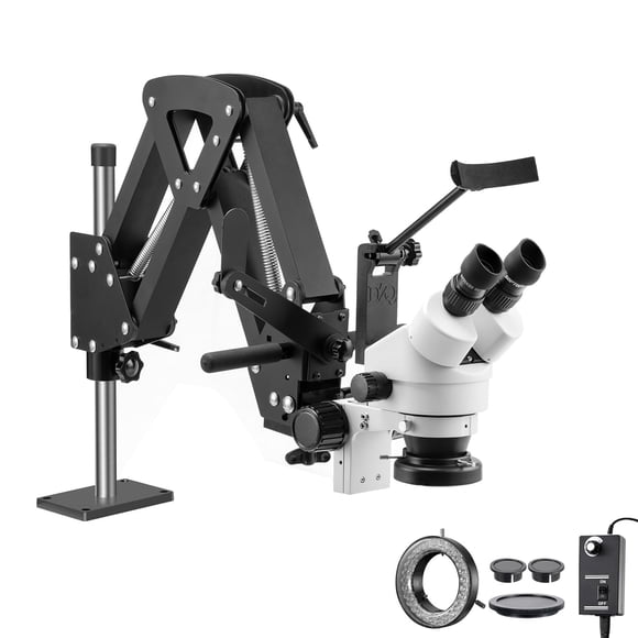 Microscopio para joyas DZQ 7X-45X con soporte con brazo de resorte y luz
