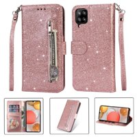 Funda Para Foxdock Elegante Funda Samsung Galaxy A12 5G Glitter Con Cremallera-Ideal Para El Uso Diario