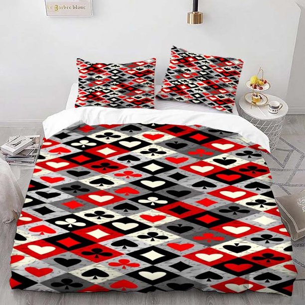 Poker Suit Chart Themed Bedding Set Soft and Comfortable Ideal for All Seasons