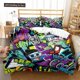 thumbnail image 1 of v1092 Bed Sheets Hippie Graffiti Duvet Cover Set King Queen Size For Boys Youth Polyester Comforter Cover Modern Street Art Bedspread Cover 3-Piece Bedding Set (1 Duvet Cover + 2 Pillow Shams) Bed She, 1 of 5