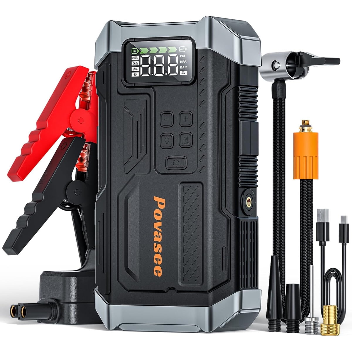 Arrancador Povasee A6 5000a Compresor De Aire 12v 9l Gas 8l Diésel