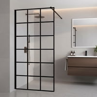 Mampara Fija De Baño Cuadros Negros Joytek 190×90 Cm Vidrio Templado 8 Mm