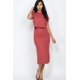 thumbnail image 1 of Capella Conjunto de Top Casual de Cuello Redondo y Falda Midi de Manga Corta Acanalada Lisa - Rosa Apparel, 1 of 11