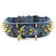 thumbnail image 1 of Collar para perro UVONOKAY de piel sintética con tachuelas, color azul, talla L, 1 of 7