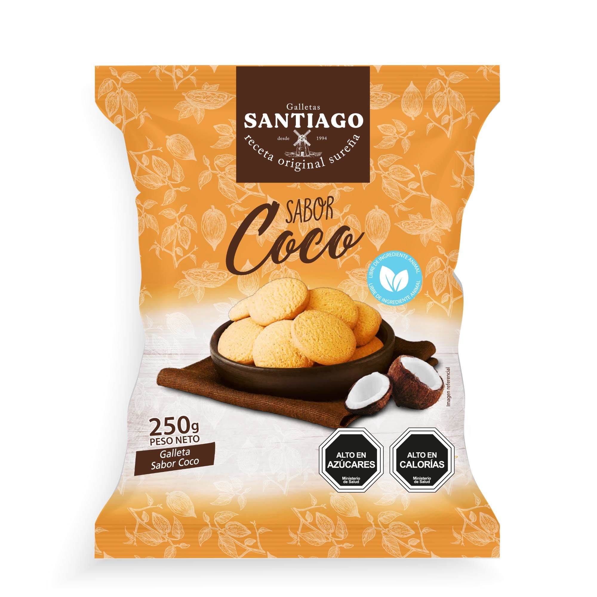 Galleta Sabor Coco Bolsa 250 g Santiago