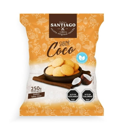 Galleta Sabor Coco Bolsa 250 G Santiago