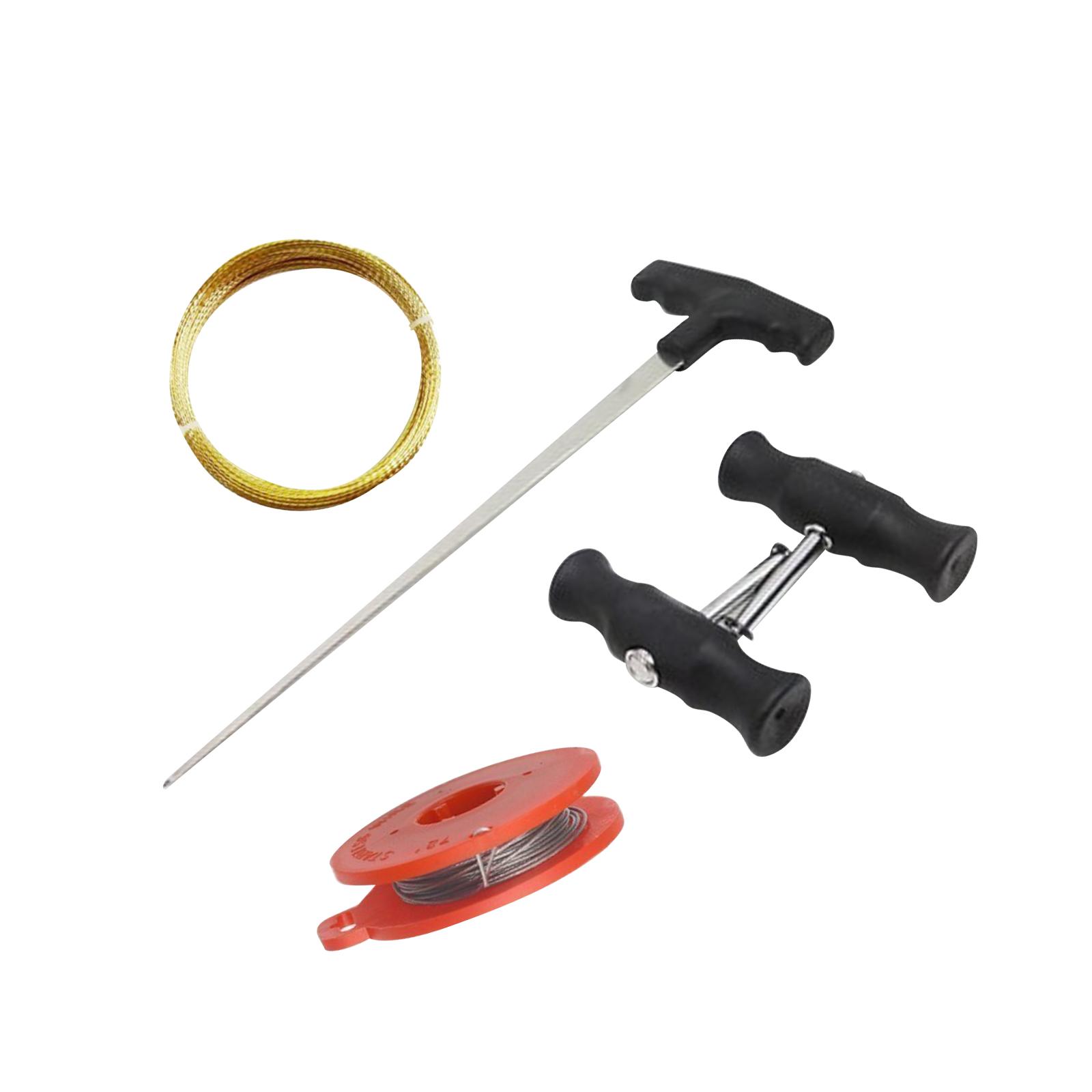 Ioensy - Kits De Herramientas De Eliminación De Vidrio De Parabrisas Automático Con Alambre De Acero Premium Con Manijas 5 Piezas