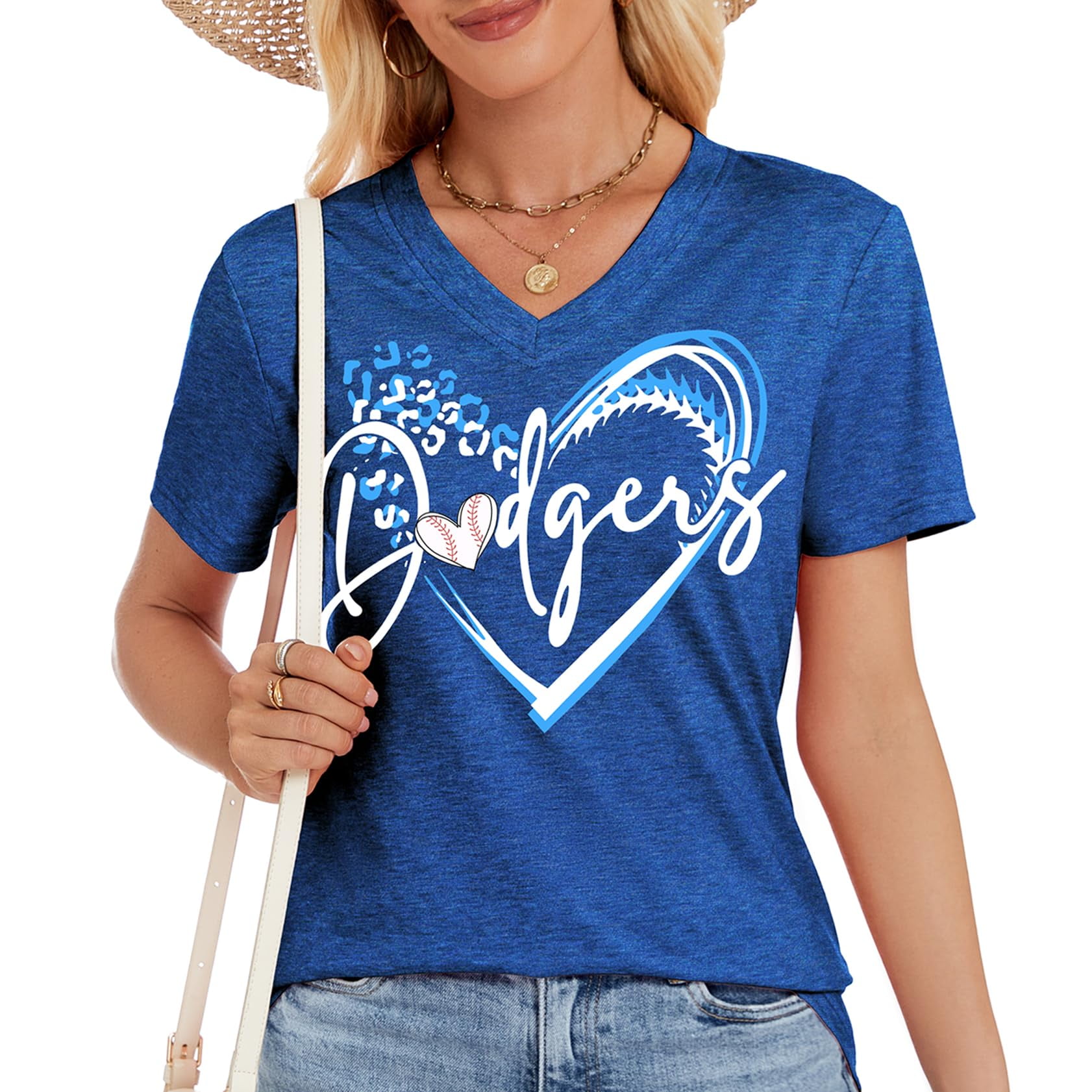 Talovee - Camiseta De Béisbol Para Mujer Cuello En V Azul Talla Xxl