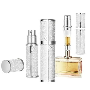 Sawoho - Botella De Perfume, Aerosol De Viaje Recargable, 5 Ml, Piel Plateada