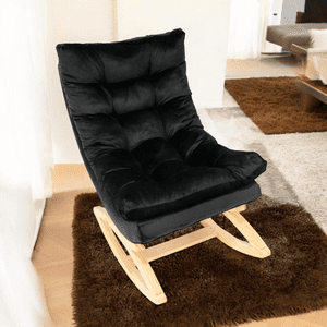 Muebles New - Silla Mecedora Coquette Negro Felpa
