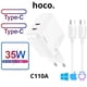 thumbnail image 4 of Cargador Doble USB-C Pd 35w Fast Charger + Cable Tipo C Hoco C110A, 4 of 5