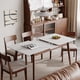 thumbnail image 3 of Walnut solid oak and white slate round corner diagonal leg telescopic table 1.2-1.5m, for 6-8 people to meet Dining table wood (walunt color), 3 of 3