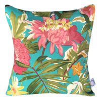 Elizabeth Peper - Funda Cojin Decorativo Diseño Flores Turquesa 45X45