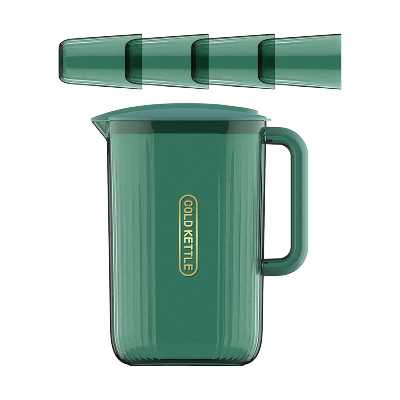 Bothyi - Jarra De Agua De 2,2 L Resistente Al Calor Para El Hogar, Oficina, Agua Fría, Tarro De Jugo, Verde Y 4 Tazas