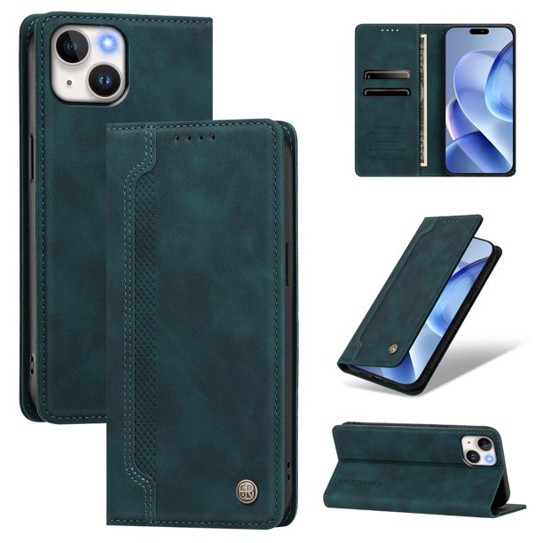 Funda Billetera para iPhone 15 Imán y Resistente Verde