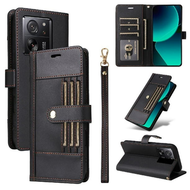 FOXDOCK Funda tipo Cartera para Xiaomi 13T/13T Pro – Cubierta de Cuero PU con Múltiples Ranuras, Bolsillo para Efectivo y Correa de Muñeca