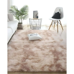 Teng Fei - Alfombra Peluda Suave 180 X 200 Cm Primera Calidad Beige Jaspeado