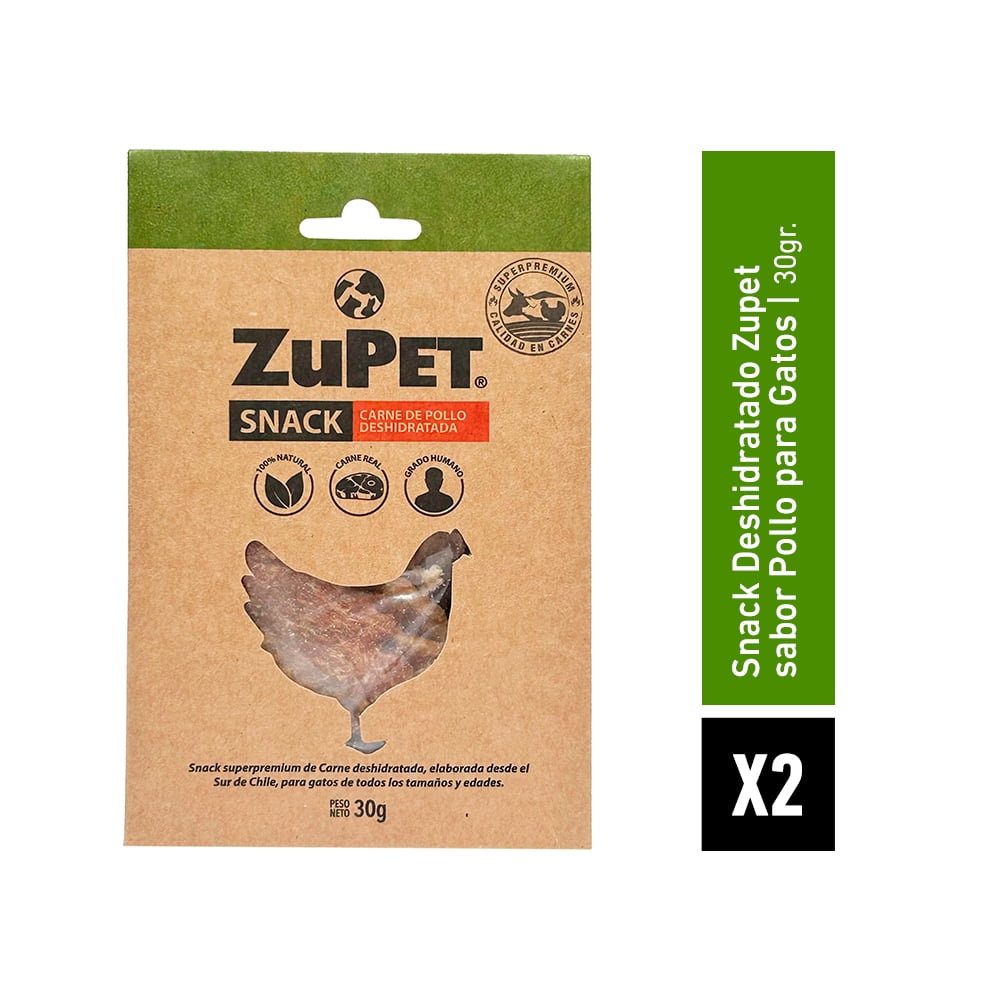 Zupet - Pack X2 Snack Gato Deshidratado Pollo 30 Gr