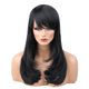 thumbnail image 1 of Peluca De Cabello Humano Recto Ondulado Largo Natural Pelucas Negras Flequillo Lateral Para Mujeres, 1 of 5