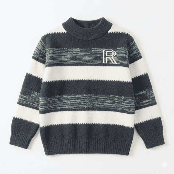 Sueter Ni o Invierno Tejido Rayado Cuello Alto Moda Infantil