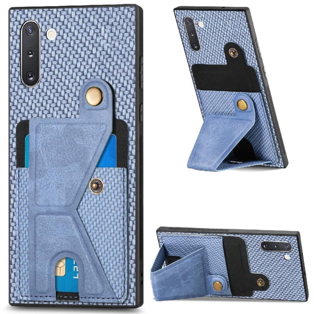 Funda Resistente para Samsung Galaxy Note 10 con Tarjetero y Soporte, Diseño Magnético Azul