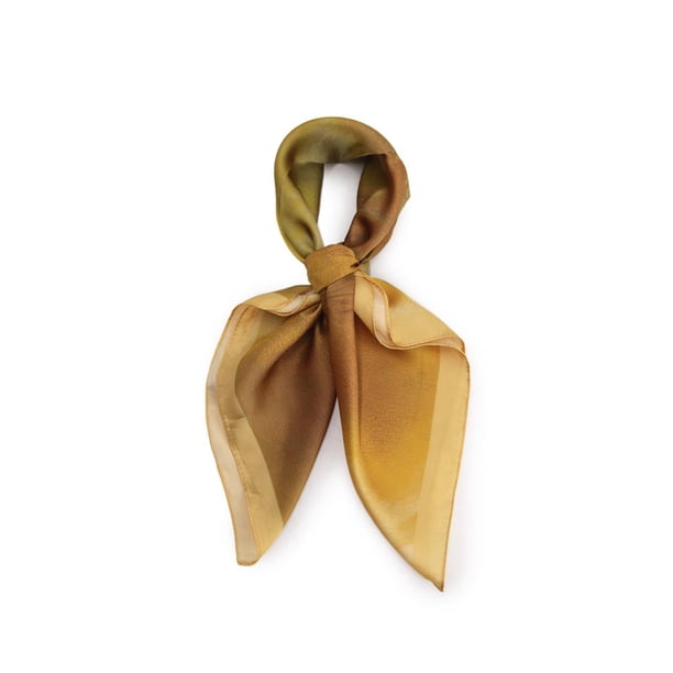 Pañuelo tipo seda 70 x70 estampado pintura casual elegante amarillo Talla Única