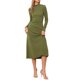 thumbnail image 1 of INSPIRE CHIC Vestido de Mujer Suéter Cuello Alto Manga Larga Elástico Fluido Tejido de Punto Maxi Vestido XS Verde Aguacate, 1 of 6
