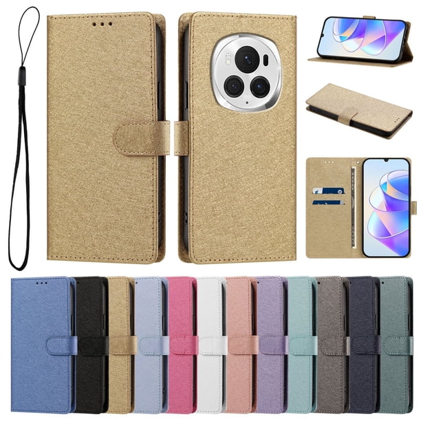 Cartera para Honor Magic6 Pro con Soporte y Correa, Dorado