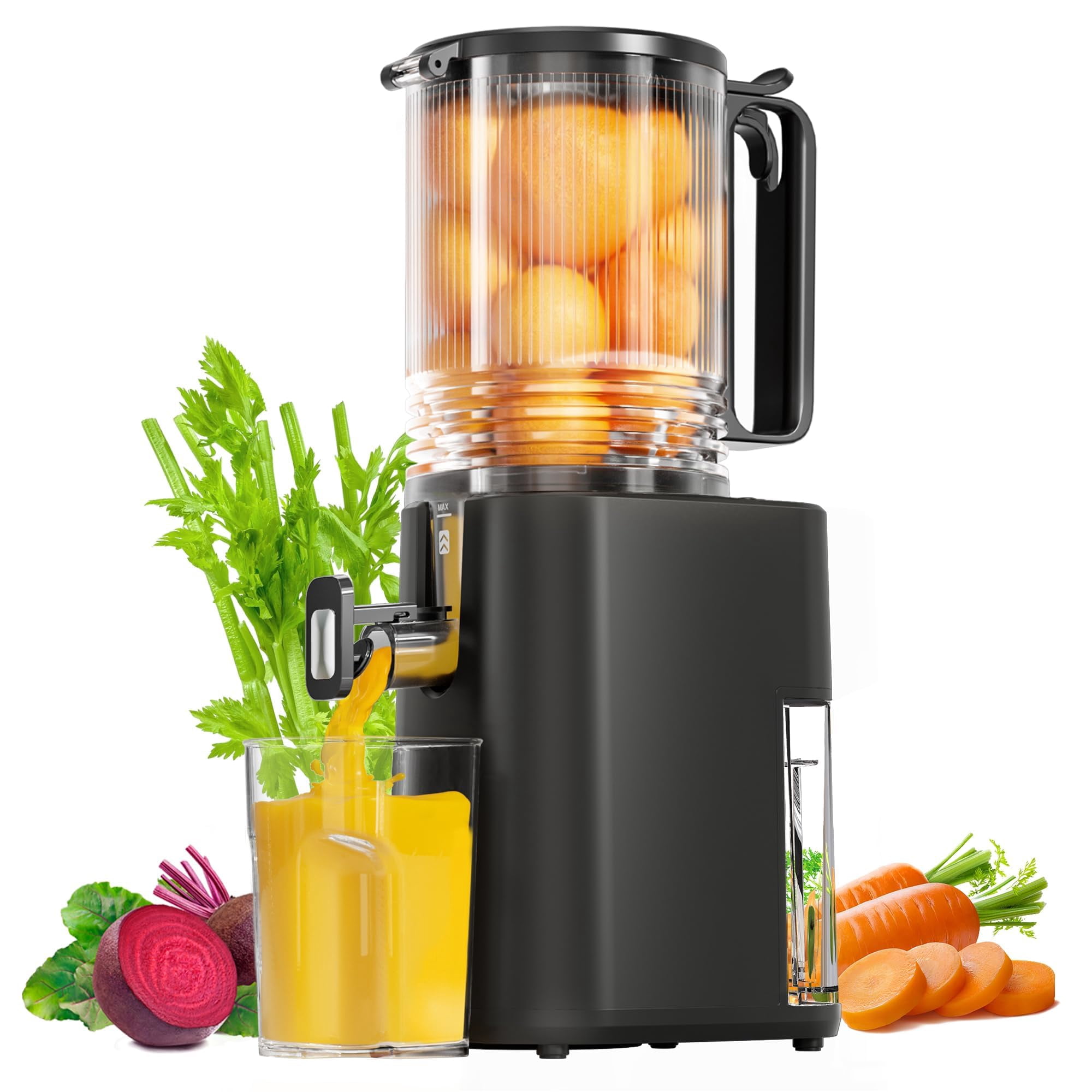 Exprimidor De Prensado En Frío Yoyds De 250 W, Canal De Alimentación De 14 Cm De Ancho, Negro