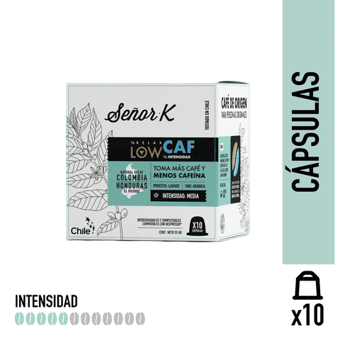 Café Señor K - Cápsulas Para Espresso Tueste Suave Lowcaf Señor K 10 Unidades
