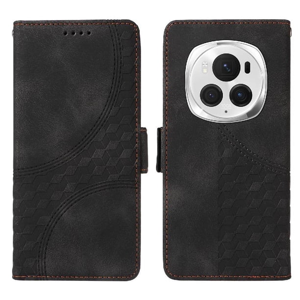 Carcasa FOXDOCK Honor Magic 6 Pro de cuero PU, diseño acolchado clásico, protección contra caídas y rayones