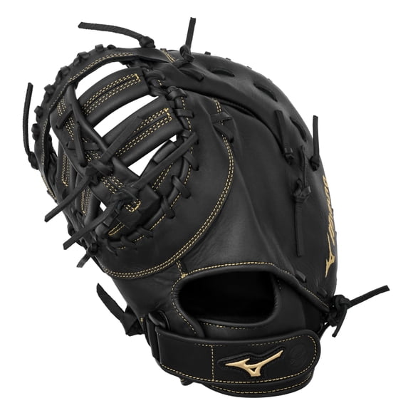 Mizuno GXF50FP MVP Prime Guante de Softbol Fastpitch para Primera Base, 13 pulgadas (33 cm), Lanzamiento con mano izquierda, uso en mano derecha, negro
